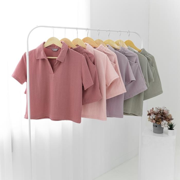 SAGI - Iora Polo Set Setelan Atasan Kaos Polo Knit Lengan Pendek dan Celana Pendek