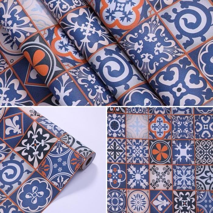 Pilihan- Wallpaper Sticker Stiker Dinding Tegel Klasik Ubin Retro 45Cm X 9M