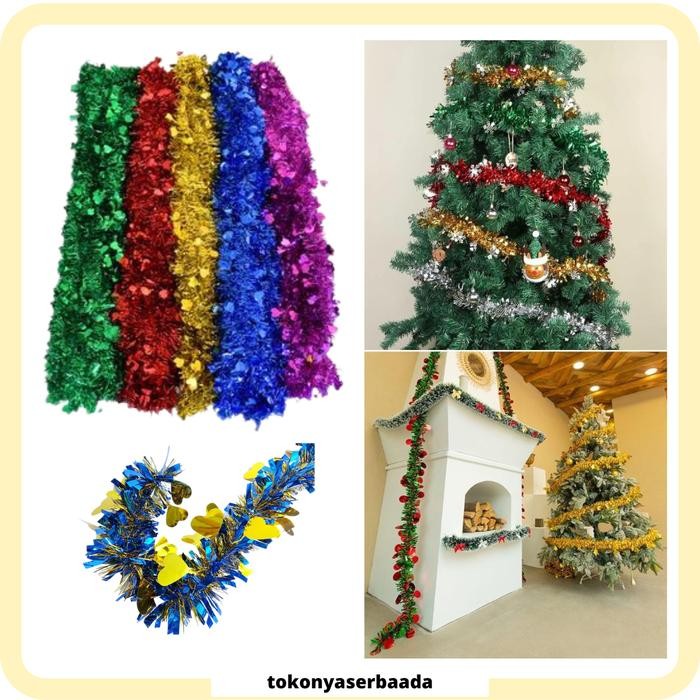 

New TSA (COD) Slinger Tinsel Rumbai 2 Meter Hiasan Pohon Natal Motif Bintang