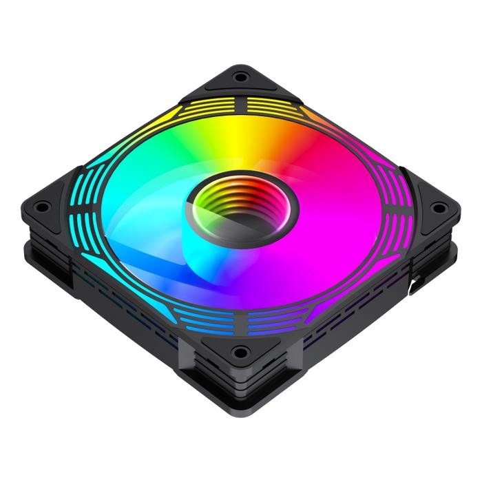 Fan Casing PC Komputer Gamemax KF300 BK ARGB RGB Fan 3in1 120mm 12cm 4Pin PWM 3Pin Black Hitam