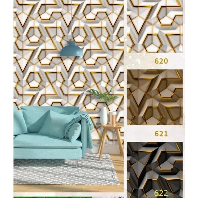 Pilihan- Wallpaper Dinding Motif Batako Hitam Abu Kuning 45Cm X 10M