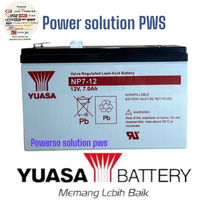 Bagus Baterai Aki Kering Yuasa 12V 7Ah Aki Kering Ups Yuasa Np7-12 12V 7Ah Terlariss 