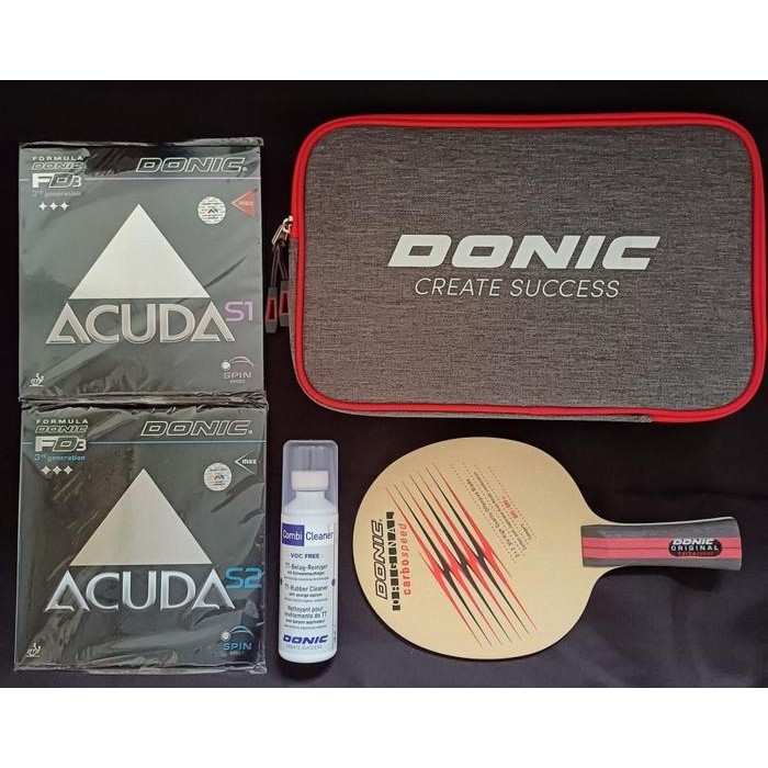 Bat Pingpong Donic Original Carbo Speed + karet Donic Acuda Set