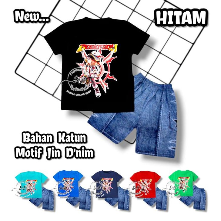 ASLI Setelan Baju Kaos Anak Laki-Laki/Cewek Boboiboy Boy Kostum Solar Terbaru Motif Riel Sesuai Foto