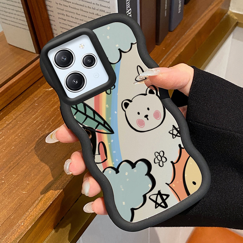 Casing Untuk Xiaomi Redmi 12 4G 12 5G 12C 11A Note 12R 5G POCO C55 Case Casing Beruang Pelangi Pola 
