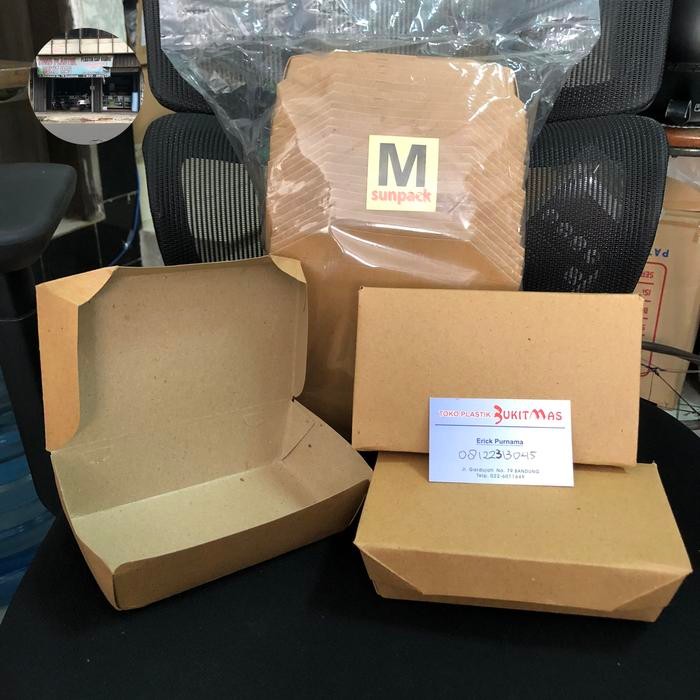 paper lunch box m kraft coklat paper lunch box M craft box nasi burger
