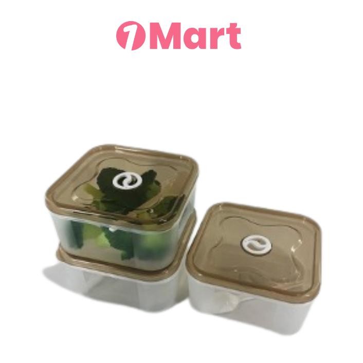 1MART Kotak Makan / Wadah Penyimpanan Makanan Plastik – Model Kotak Tutup Coklat
