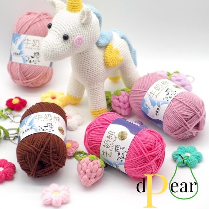 Benang Rajut Kualitas Import Benang Katun 5 Helai Wol Milk Cotton Yarn