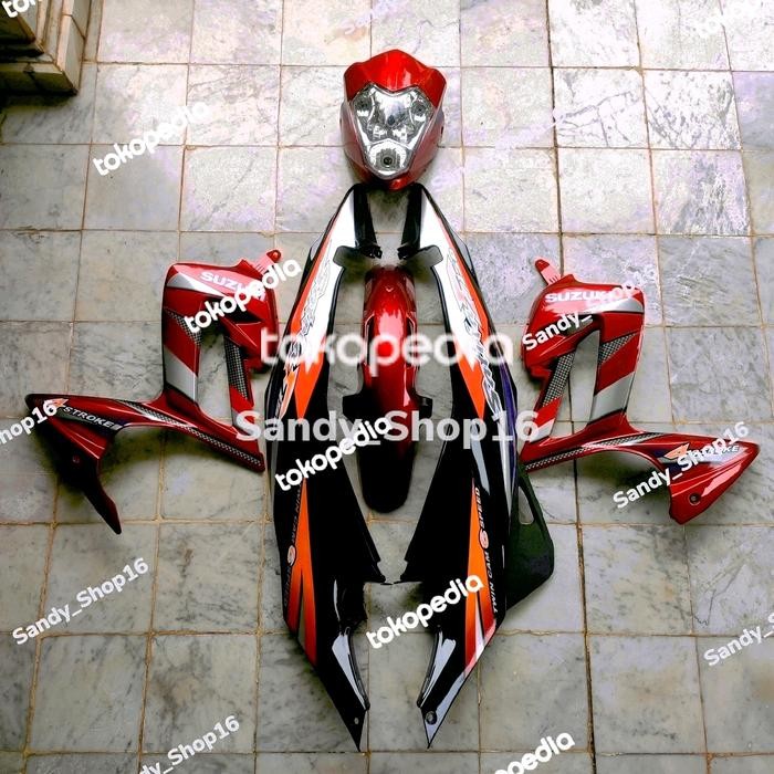 Cover Body Halus Suzuki Satria Fu Thailand Merah Hitam Berstriping