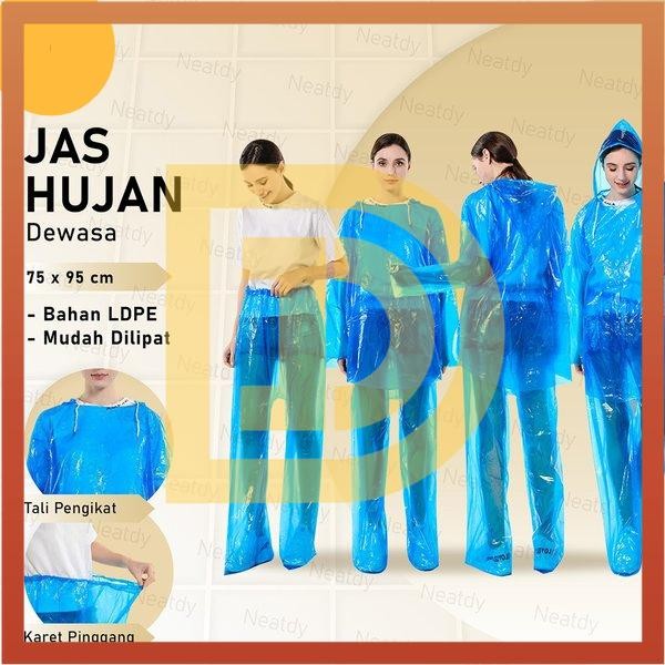 Jas Hujan Plastik Tebal Berkualitas Setelan Baju Celana Ponco Kuat