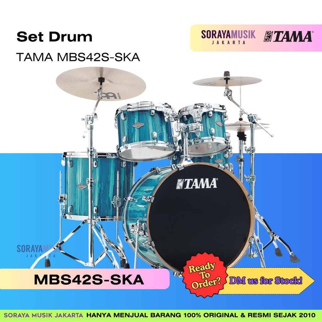TAMA MBS42S-SKA Starclassic Performer 4-Piece Drum Shell Kit, Sky Blue Aurora