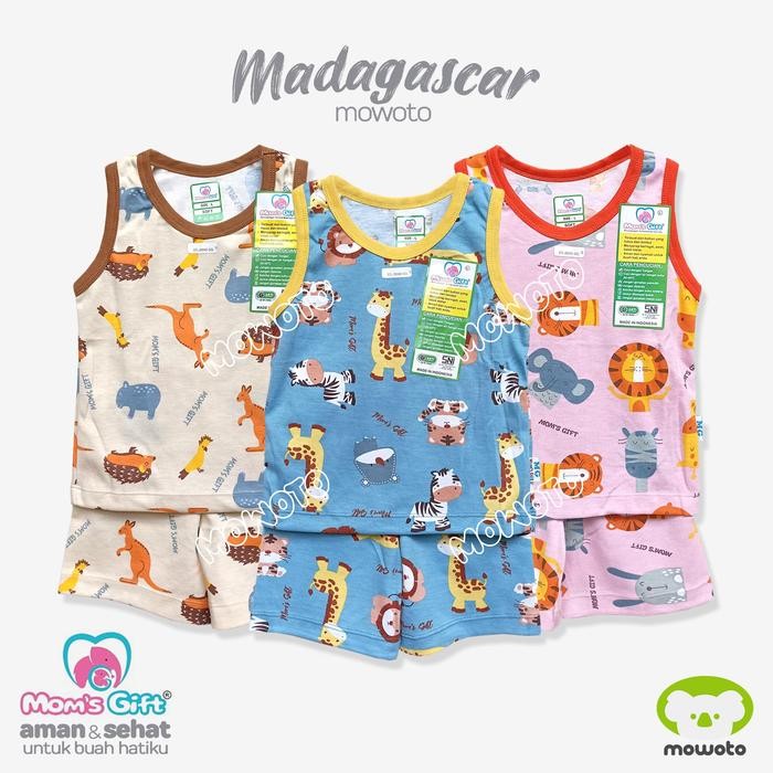 [ 2 Setel ] Moms Gift Setelan Kutung / Setelan Lengan Buntung Singlet Anak Unisex Piyama - Mowoto
