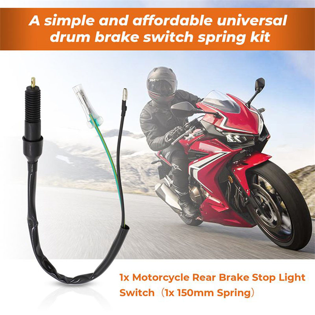 Brake Pedal Switch Switch Male & Female Kit Motorcycle Rear Brake Spring Stop Light Switch Black For