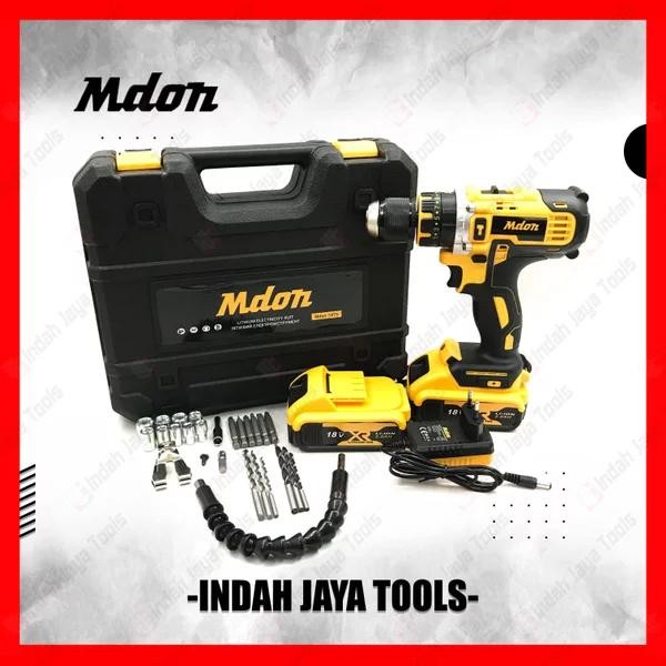 Mdon 18Ts Cordless Drill Impact Drill 18V Mesin Bor Baterai Besi Beton