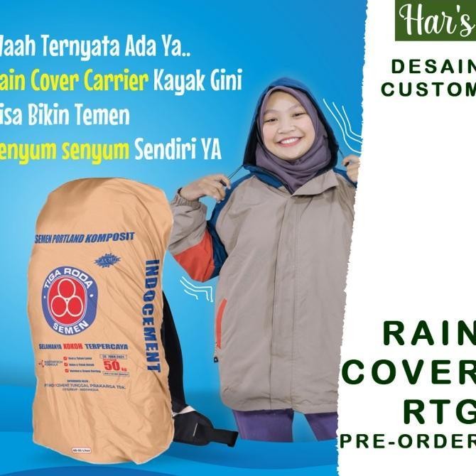 Rain Cover RTG Waterproof Pria Wanita Murah Desain Semen Tiga Roda