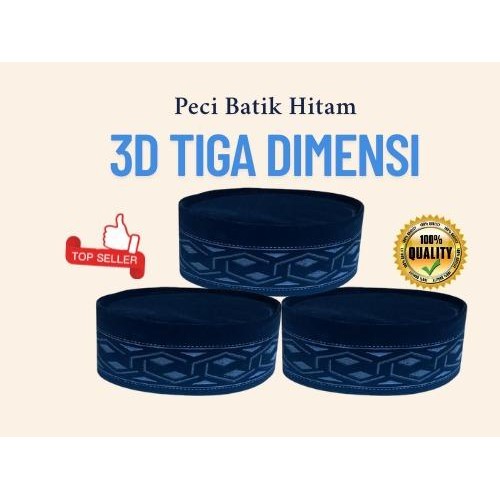 ORIGINAL PECI 3D - Peci Hitam Ukuran 1-10, Peci Kain Bludru, Songkok Nasional, Busana Indonesia,