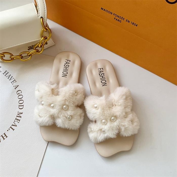 pw5d-Sandal Selop Anak Perempuan Model Mutiara Bulu H Fashion Beutiful Import