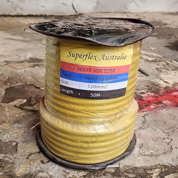 Terlaris Kabel Las Superflex Full Tembaga 120Mm Double Insulation Australia 120 Sqm - 50 Meterroll