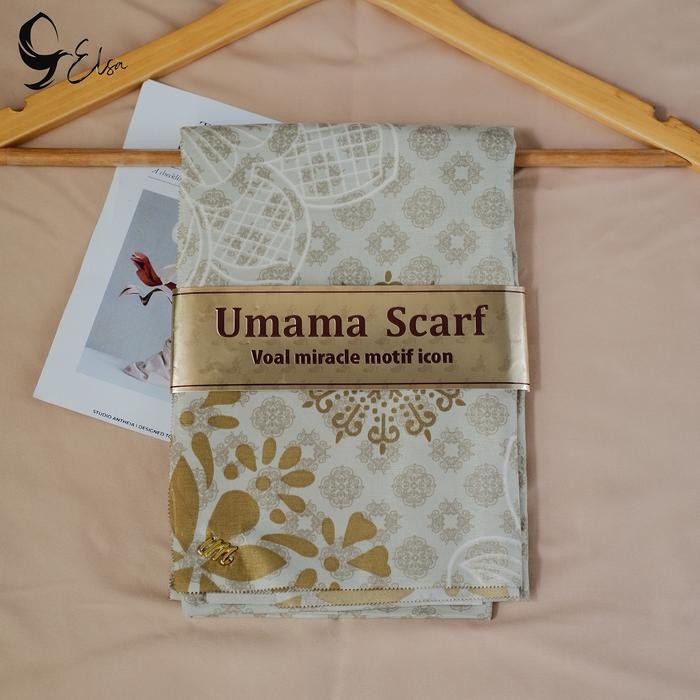 lplw- Terbaru Kerudung Umama Voal Motif Segi Empat Hijab Jilbab Katun Muslim