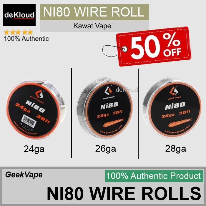 uq6l- Diskon 50% Authentic Geekvaped Ni80 Wire Roll 22 24 26 28 30 Ga Awg Kawat Roll Coil