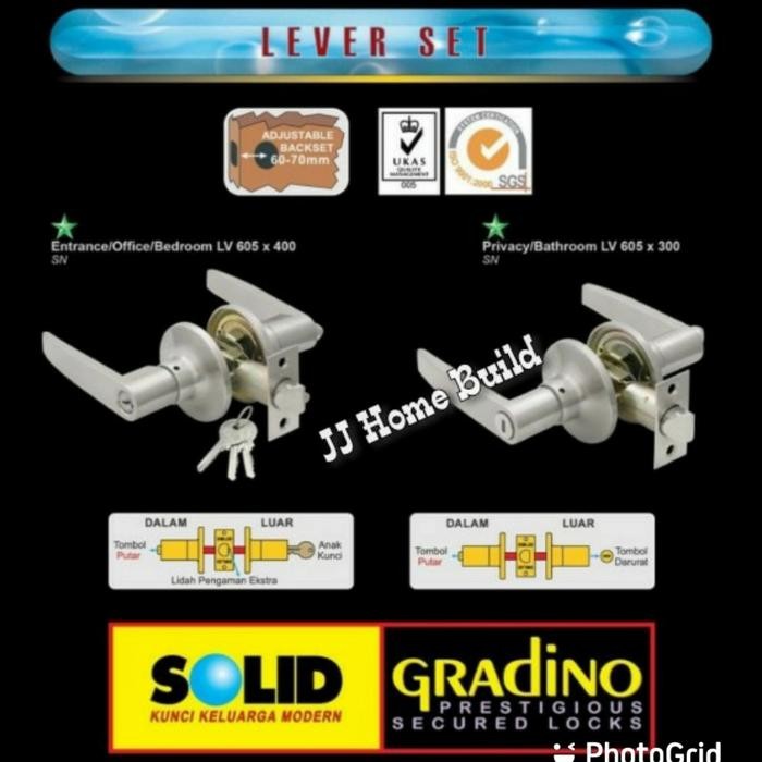Lever Set Solid Lv 605 X 300 Sn / Kunci Pintu Solid / Gagang Pintu