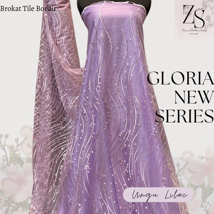 TERMURAH 1/2 Meter Bahan Brukat Tile Gla Warna Ungu Lilac READY STOCK