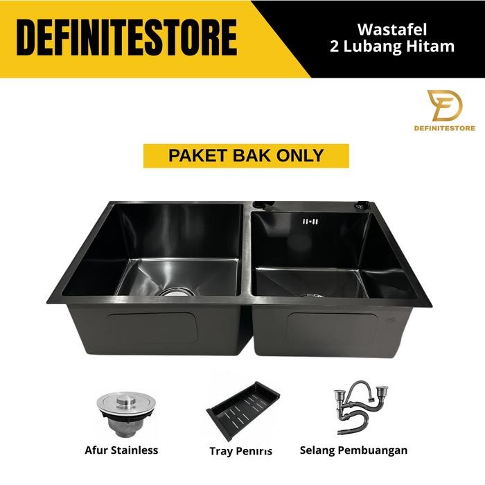fcvvi- Kitchen Sink 2 Lubang Wastafel Cuci Piring 2 Lubang Bak Cuci Piring 2 Lubang Stainless
