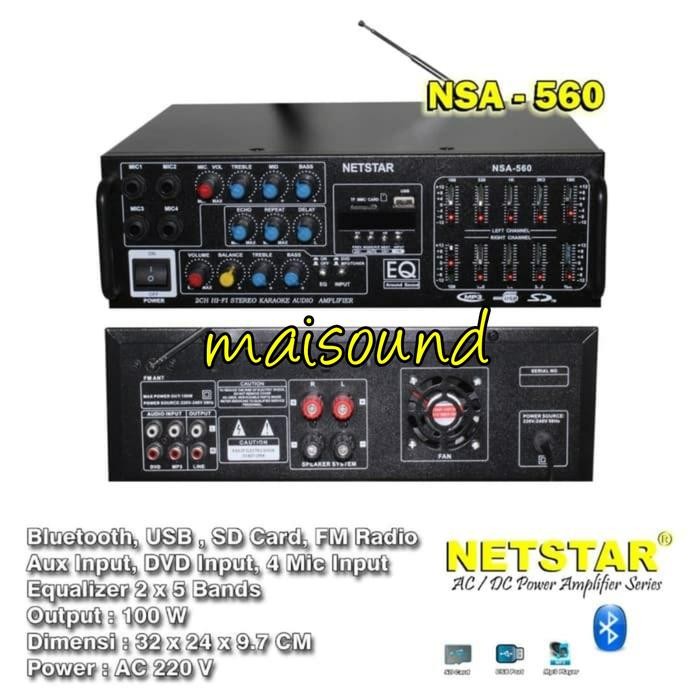 Murah Amplifier Karaoke Netstar Nsa 560 Ampli Netstar Nsa560 Bluetooth Terlariss 