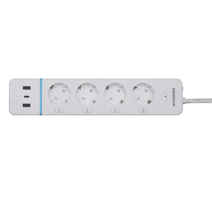 INDORACK SP43 - Power Distribution Unit With Wifi Smart Power Strip 4 Outlet Germany With USB 3.0