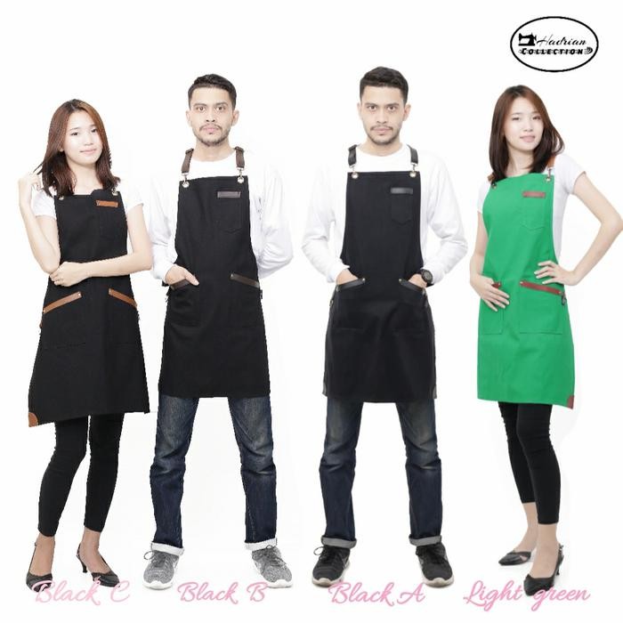 Promo Apron Kanvas Barista Hijau & Hitam Terlaris