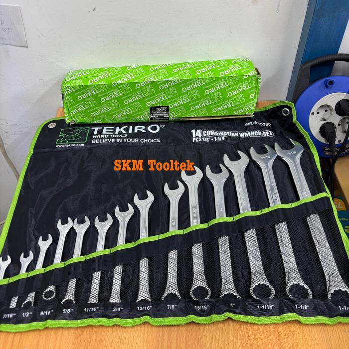 Tekiro Kunci Ring Pas Set Inch 3/8" S/D 1-1/4" 14Pcs / Tekiro Combination Wrench Set Inch 3/8" -