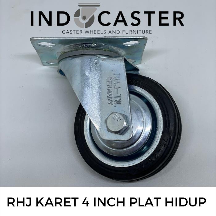 Roda Karet Rhj-Tw Diameter 4 Inch Plat Hidup Populer