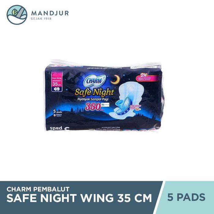 Charm Pembalut Safe Night 35 cm Wing 5 Pads Pembalut Malam 35 cm