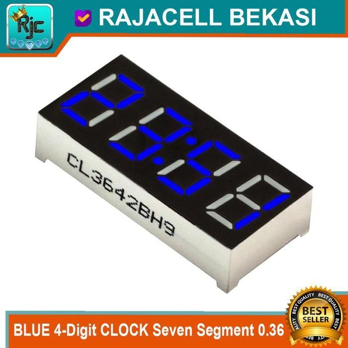 BLUE 4-DIGIT CLOCK SEVEN SEGMENT 0.36" COMMON ANODE LED SEGMEN BIRU