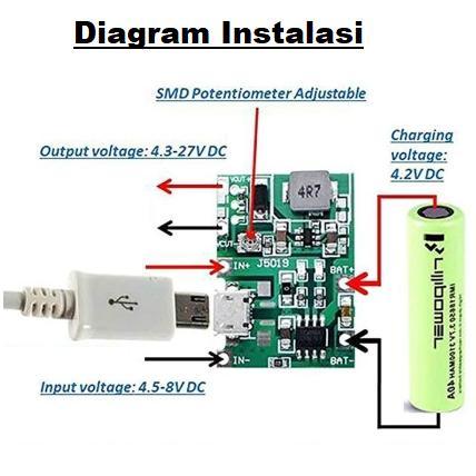 Modul Tp4056 Charger +Mt3608 Step Up Boost 18650 Battery Cas Micro Usb