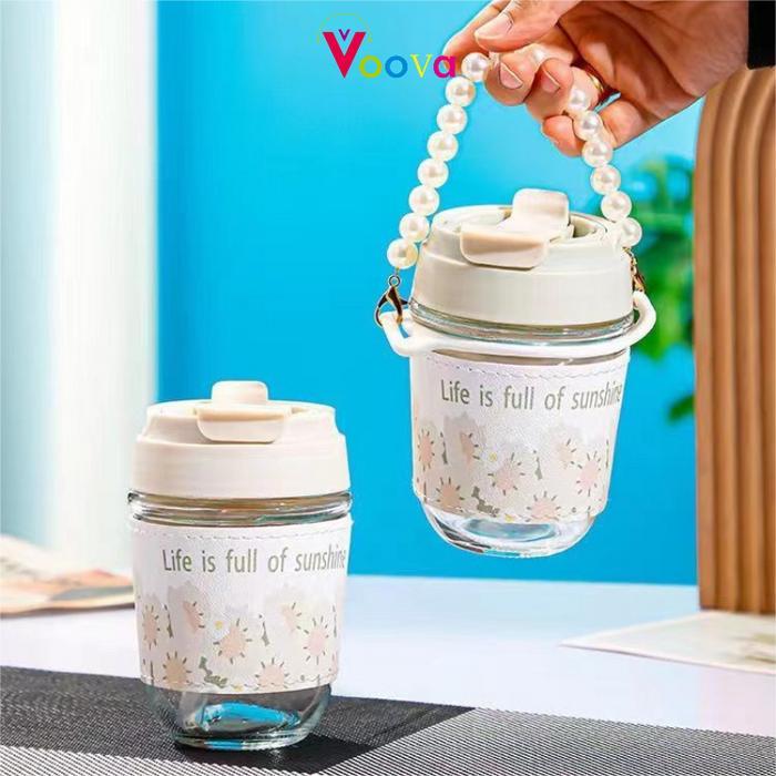 Tumbler Mutiara/ Gelas Kopi/ Gelas Aesthetic Dengan Handle Mutiara
