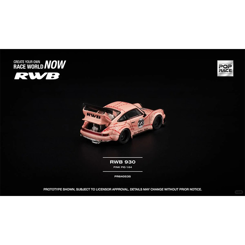 New Xcartoys 1:64 Porsche Rwb 930 Pink Pig Simulation Alloy Die-Casting Car Model Collection And