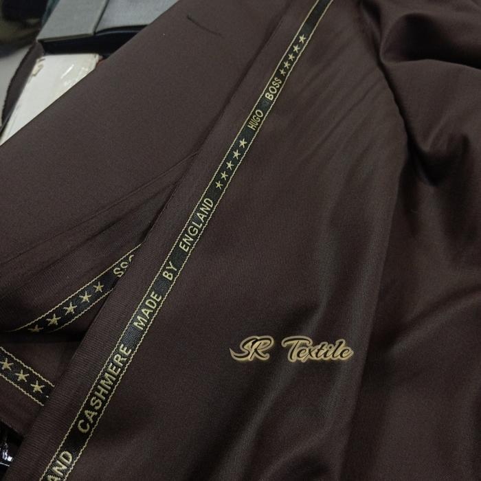Kain Semi Wool Super 420 s untuk Jas dan Celana Warna Coklat Per 50 cm