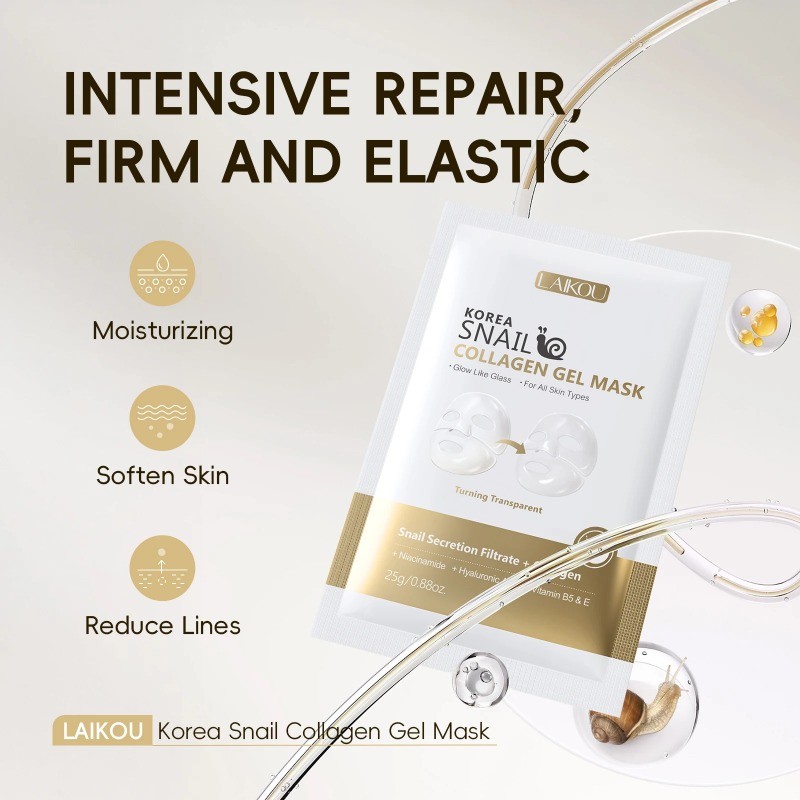 LAIKOU Korea Snail Collagen Essence Mask Hydrating Sheet Mask Anti-Wrinkle Face Mask Firming Skin