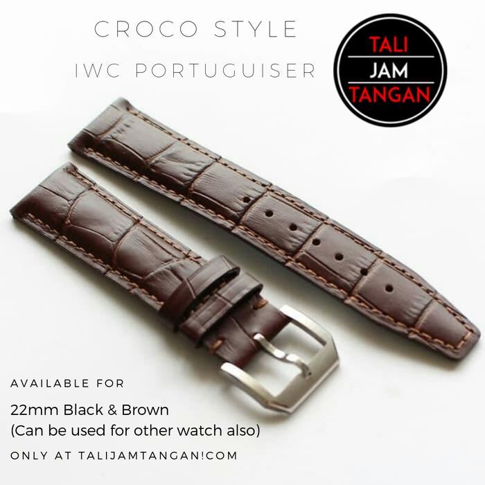 22MM IWC PORTUGIESER CROCO LEATHER STRAP TALI JAM KULIT