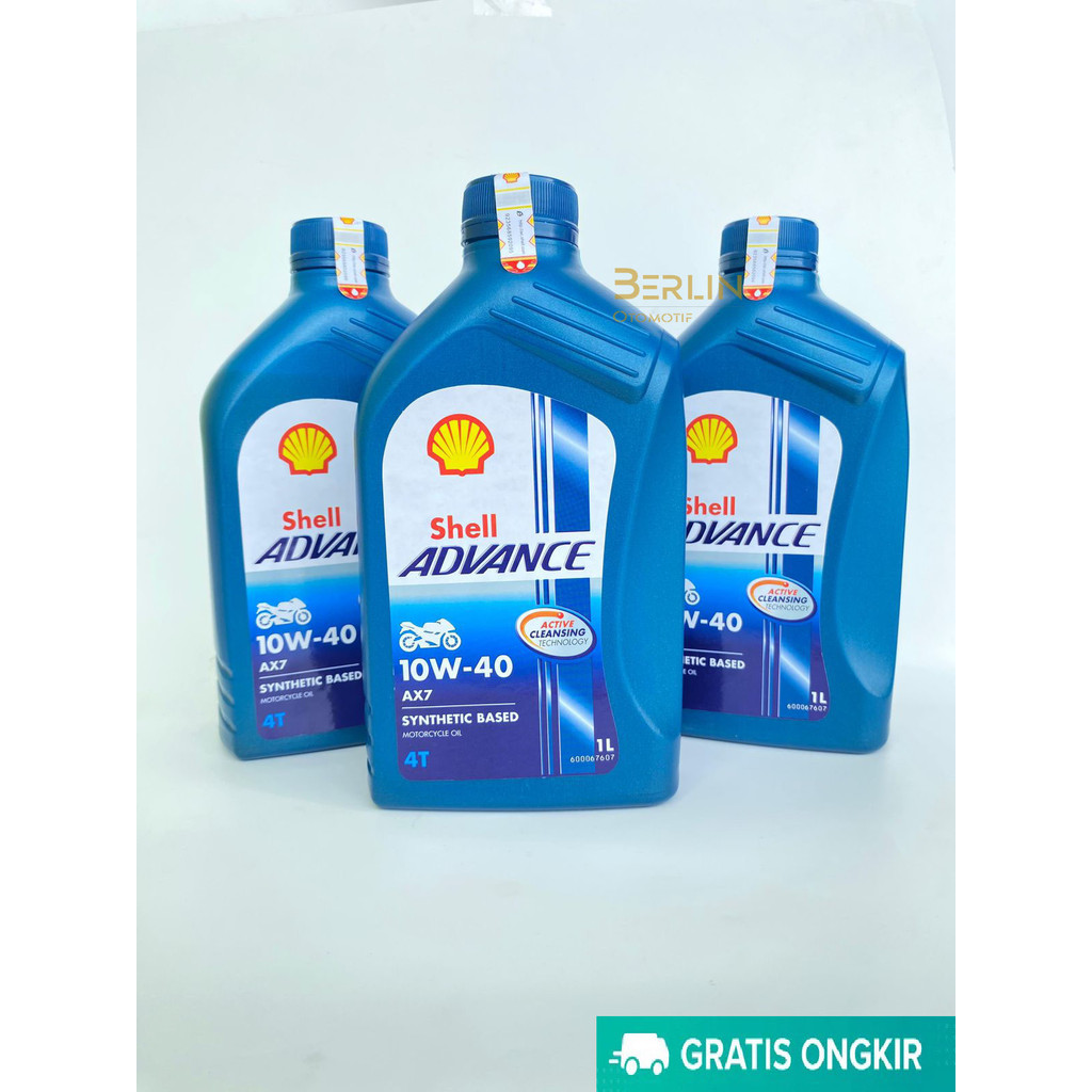 (HARGA 3PCS) - OLI SHELL ADVANCE AX7 1LITER SAE 10W-40 SYTENTIC KHUSUS MOTOR CBR VIXION BYSON DLL