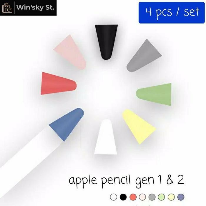

Pilihan- Apple Pencil 1 / 2 Generation - Tip Nib Silicon Case Cover 4 Pcs