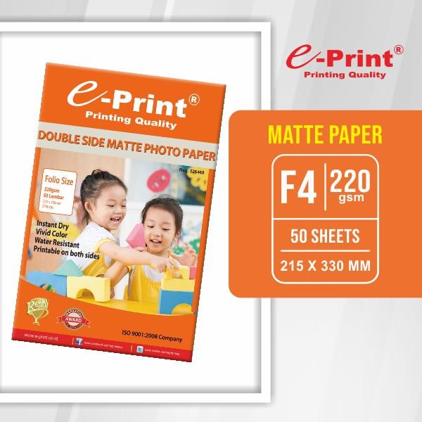 

Pilihan- Kertas Foto Double Side Matte Doff Folio F4 220Gsm 50Lembar E-Print