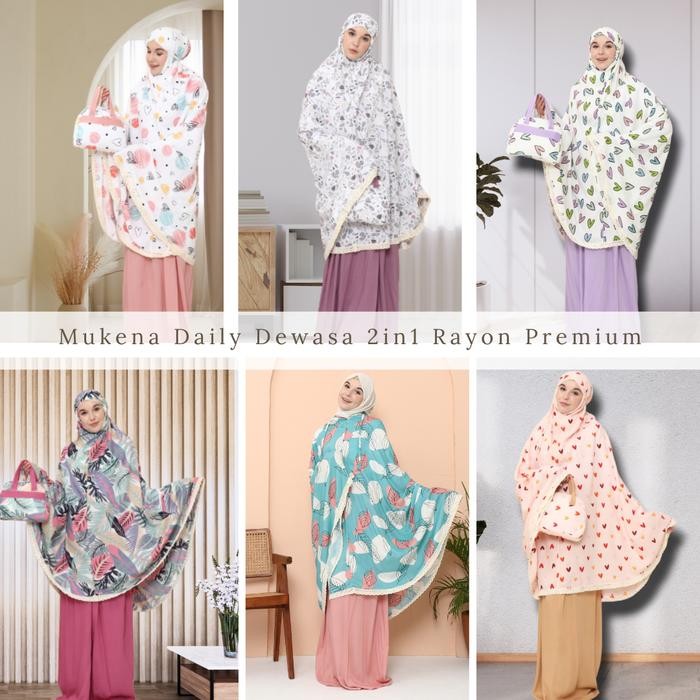 Mukena Couple Ibu Anak Tanggung Perempuan Motif Pastel Rayya Series
