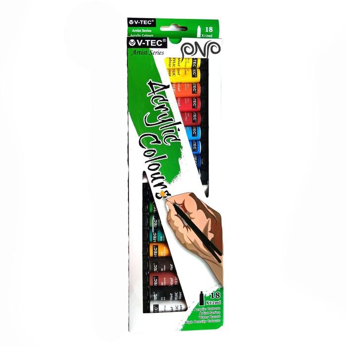 

NEW PRODUK V-TEC ACRYLIC COLOURS 12 ML / V TEC CAT AKRILIK 18 WARNA MAWAR-89