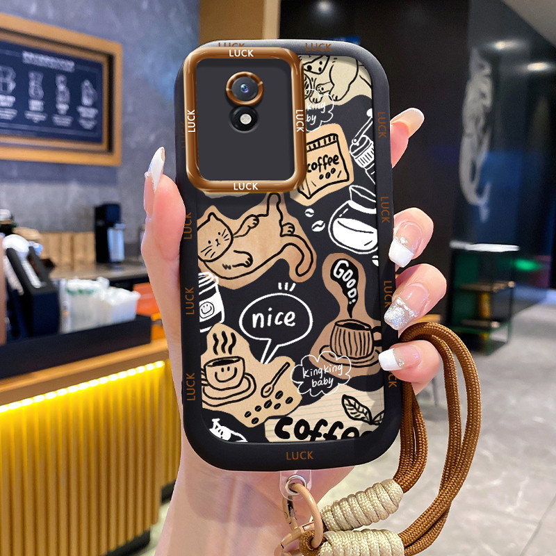 Casing Hp untuk VIVO Y02 Y02A Y02T Y11 2023 Case Casing HP Softcase silikon lanyard pribadi penutup 