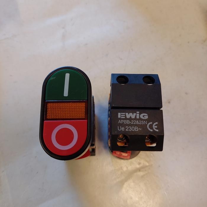 Ewig Apbb-22 Double Push Button Lamp Push Button On/Off Dengan Lampu.