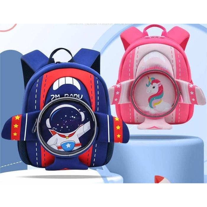 

Tas Sekolah TK Tas Sekolah Anak Prasekolah 3D Lucu Kartun karakter unicorn astronot dino