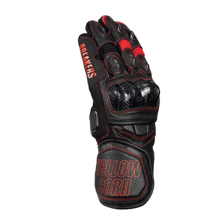 GLOVE YELLOW CORN YG-345 BLACK/RED SARUNG TANGAN MOTOR ORIGINAL
