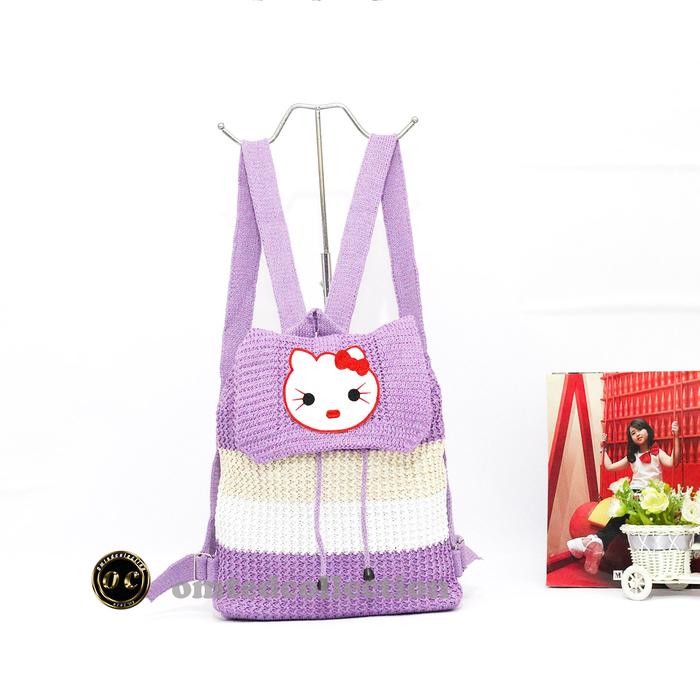 Pilihan- Tas Anak-Anak Perempuan Karakter Helo Kitty Bahan Rajut Tebal Fashion Ransel